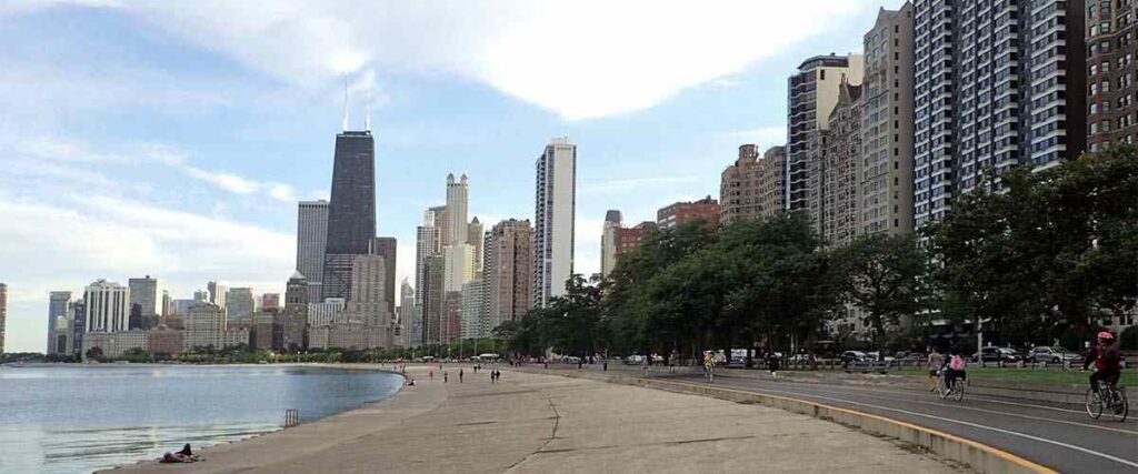 The Chicago Skyline while on the Lakefront Trail.