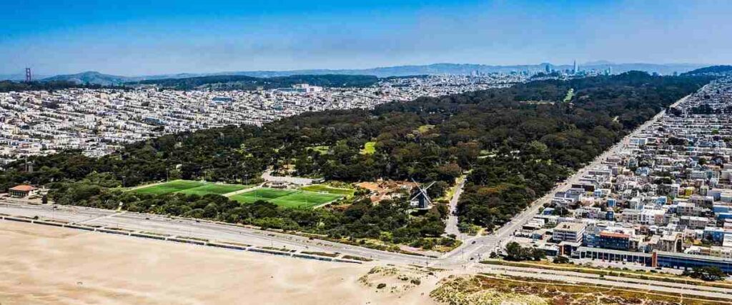 Aerial view of Golden Gate Park. 