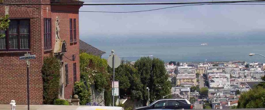 View of the street in Pacific Heights. 