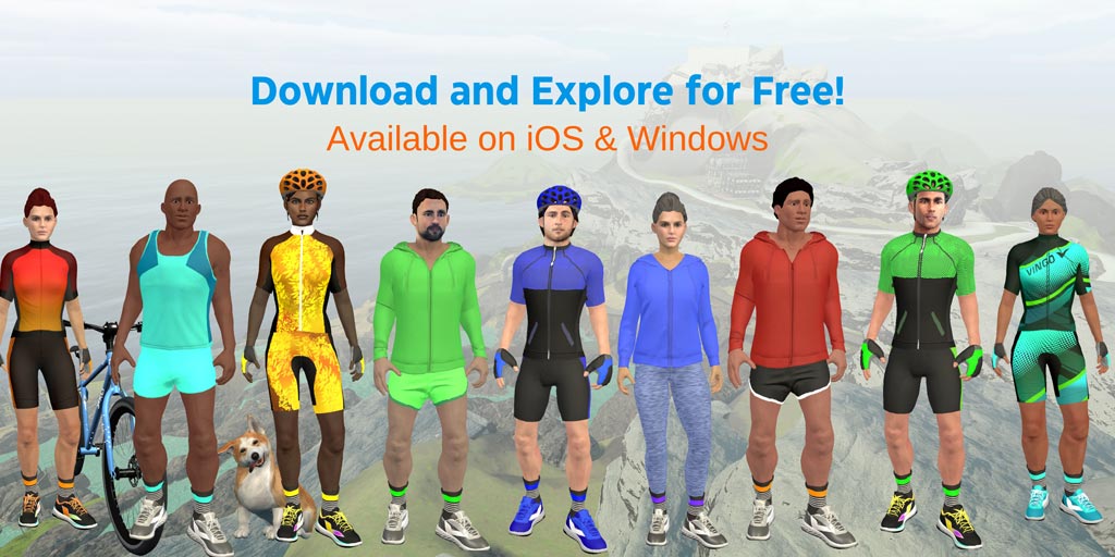 avatars standing in line ready to exercise